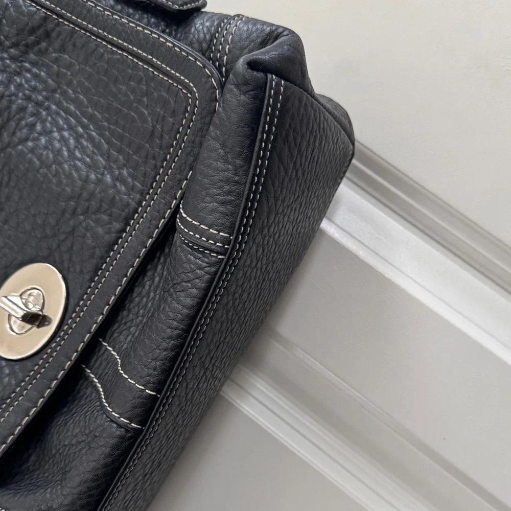Coach Black Pebble Leather Shoulder Bag